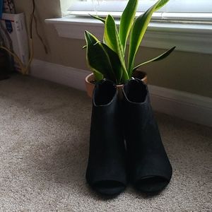Black Peep Toe Wedges